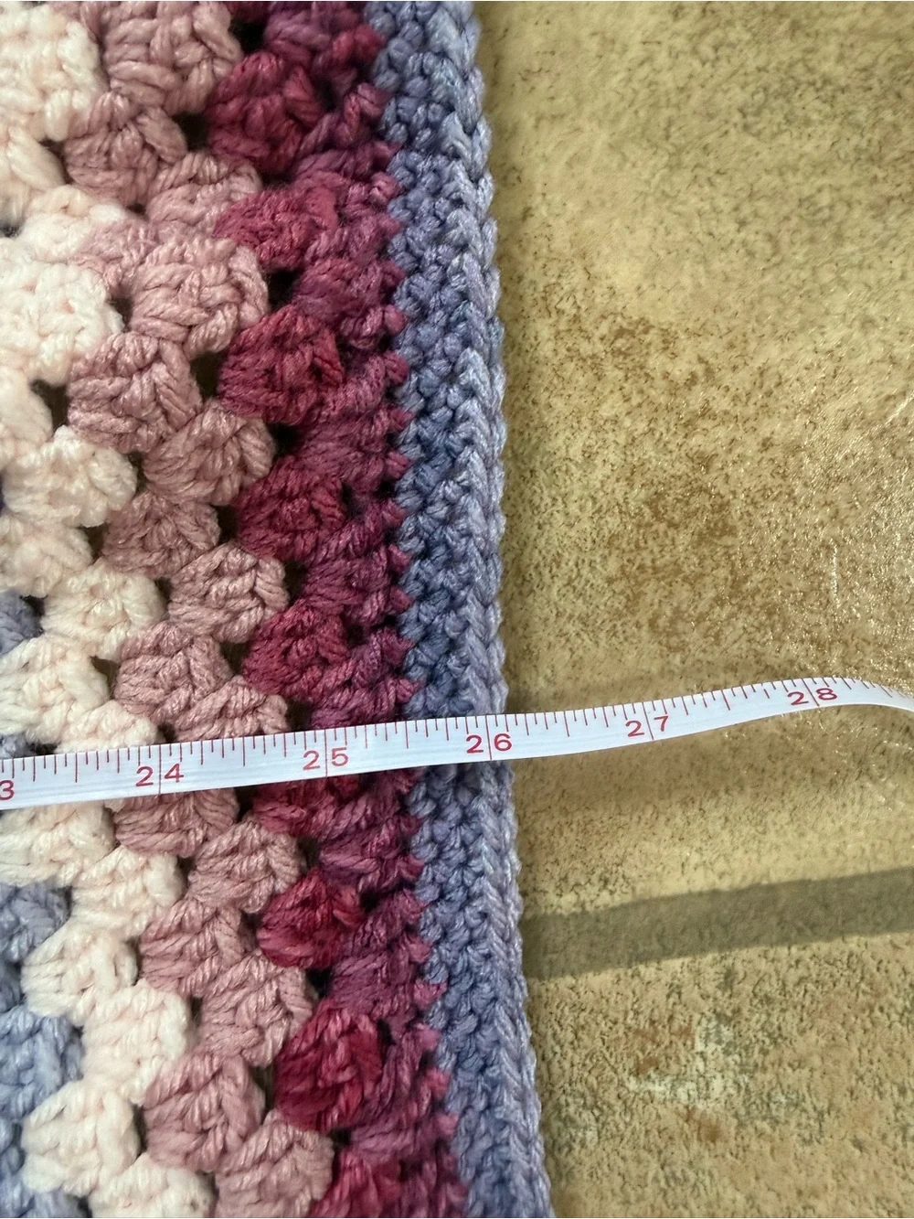 Handmade Crochet Square Baby Blanket- Multi Pink & Purple